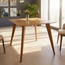 Ver imagem 1 de Mesa para Sala de Jantar 90cm Slim Madeira Marrom/Castanho