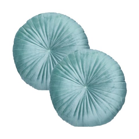 2 Almofadas Redondas Rendy em Veludo 40 Cm Cor:verde Menta