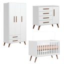 Ver imagem 2 de Quarto para Bebê Completo 3 Peças Guarda-Roupa, Cômoda e Berço Q Encanto Retro Branco/Acetinado