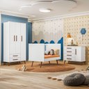 Ver imagem 6 de Quarto para Bebê Completo 3 Peças Guarda-Roupa, Cômoda e Berço Q Encanto Retro Branco/Acetinado