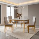 Ver imagem 1 de Mesa de Jantar com Kit 4 Cadeiras Madeira Maciça Siera/Dakota Cerejeira/Bege Claro