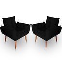 Ver imagem 1 de Kit 02 Poltrona para Sala e Quarto Decorativa Opala Suede Preto