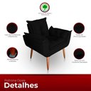Ver imagem 5 de Kit 02 Poltrona para Sala e Quarto Decorativa Opala Suede Preto
