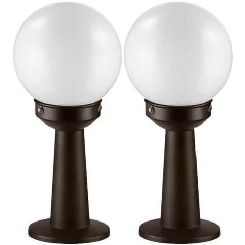 Jogo 2 Luminárias de Chão Poste Balizador 43cm Jardim Quintal Área Externa Preto