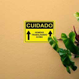 Placa de Sinalização Cuidado Homens Trabalhando Acima em Pvc - 4