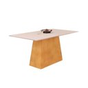 Ver imagem 4 de Conjunto: Mesa Sala Jantar Dulce Tampo Madeirado C/ Vidro Reto 180x90cm e 6 Cadeiras Zoe Cedro/off