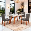 Ver imagem 1 de Sala de Jantar 130x90 Mavie Mdf/vidro Off 4 Cad Linho Chumbo
