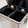 Lixeira Dupla Coleta Seletiva Inox 20 Litros Cesto Lixo 20l Balde Removível Grande Moderna - 3