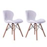Kit 02 Cadeiras Estofada Jantar Charles Eames Eiffel Slim Wood Confort Branco - 1