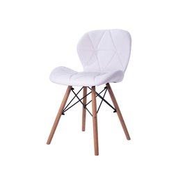 Kit 02 Cadeiras Estofada Jantar Charles Eames Eiffel Slim Wood Confort Branco - 2