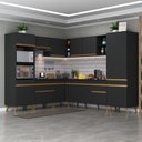 Ver imagem 3 de Armário de Cozinha Completa de Canto Veneza Multimóveis V2046 Preto/Dourado