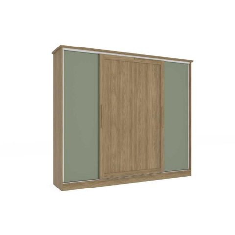 Guarda Roupa 4 Portas de Correr e 4 Gavetas N565 Nogueira/verde Oliva - Kappesberg