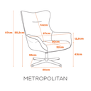 Ver imagem 2 de Poltrona Giratória Estofada Moderna Metropolitan Fratini