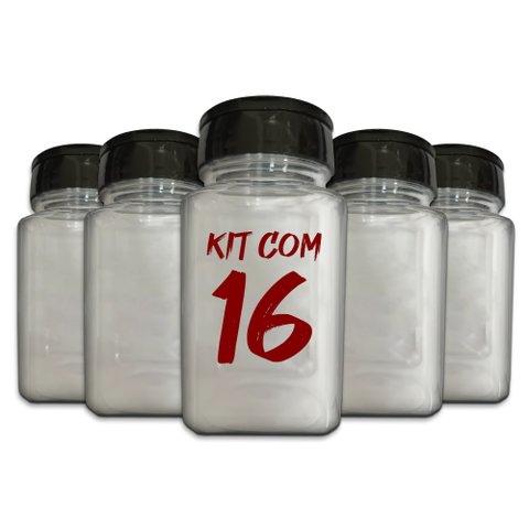 Pote Tempero Kit 16 Potes+24 Etiquetas Adesivas Porta Condimento Q170 Arte na Arte Potes de Tempero 