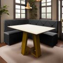 Ver imagem 2 de Kit Canto Alemão para Casa Cozinha 1,25x1,60m Veludo Cinza Sofa Store