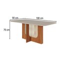 Ver imagem 3 de Sala de Jantar 6 Lugares Tampo de Vidro 180 cm Matilda Cadeiras Madeira Maciça Cinamomo/Bege - Panor