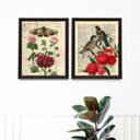 Ver imagem 1 de Kit 2 Quadros para Varanda Pássaro Borboletas e Flores 33x24cm - com Vidro:madeira Preta