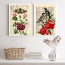 Ver imagem 2 de Kit 2 Quadros para Varanda Pássaro Borboletas e Flores 33x24cm - com Vidro:madeira Preta