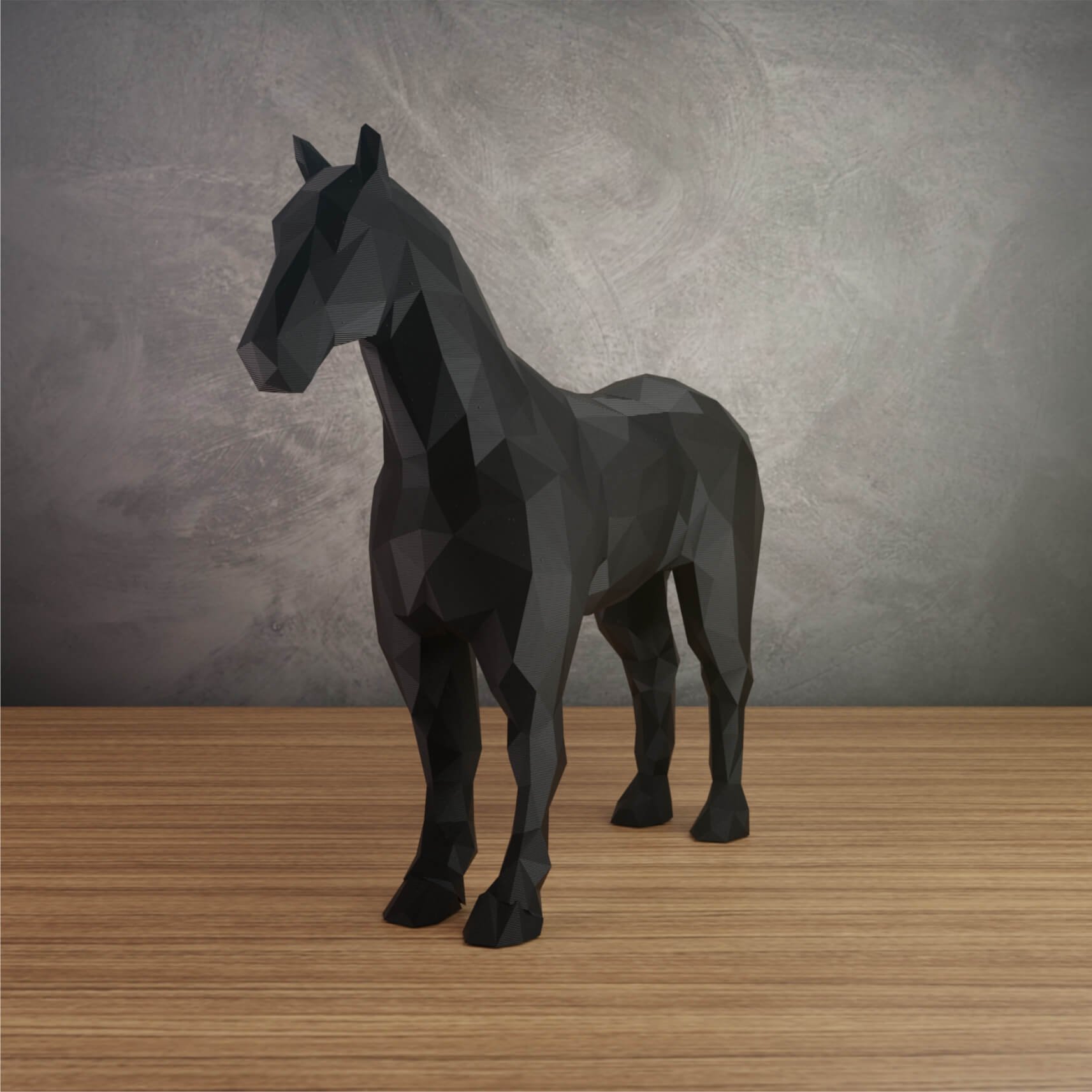 Cavalo Geométrico Decorativo Vegras Preto