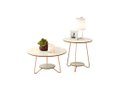 Ver imagem 1 de Conjunto Mesa de Centro e Apoio Liz Off White com Freijó–Ej Móveis