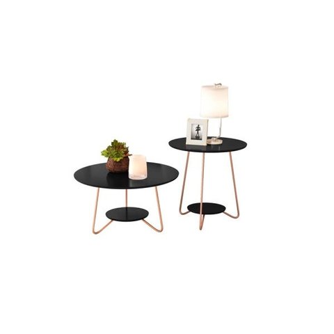Conjunto Mesa De Centro E Apoio Liz Preto – EJ Móveis