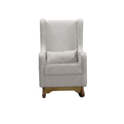 Poltrona Amamentação Aquila Balanço Retrô com Puff Linho Bege Ideal Moveis - 4