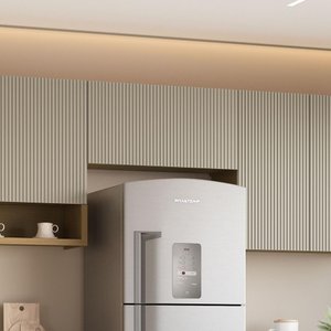 Armário Aéreo Modular Geladeira 1 Porta Basculante Nesher Simone Mendes 80cm Mdf Carvalho/greige