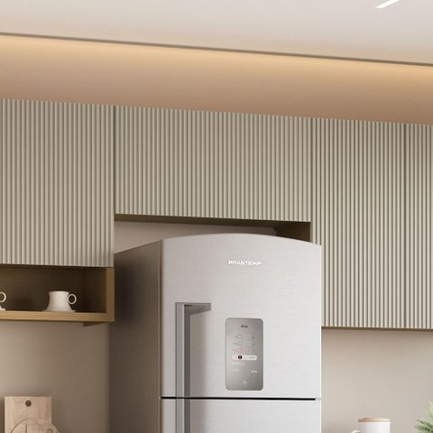 Armário Aéreo Modular Geladeira 1 Porta Basculante Nesher Simone Mendes 80cm Mdf Carvalho/greige