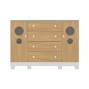Ver imagem 7 de Cômoda Infantil 125cm 2 Portas com Vidro e 4 Gavetas Bombom Multimóveis Mp4465 Branco/madeirado