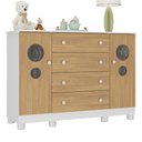 Ver imagem 2 de Cômoda Infantil 125cm 2 Portas com Vidro e 4 Gavetas Bombom Multimóveis Mp4465 Branco/madeirado