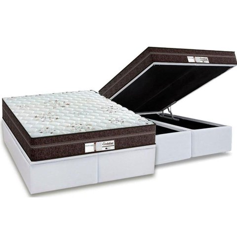 Cama Box Baú Queen: Colchão Molas Probel MasterPocket Ensacadas ProDormir Evolution + Base CRC