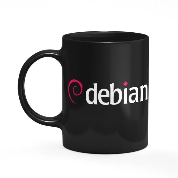Caneca Debian Linux Preta - 2