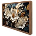 Ver imagem 1 de Quadro Decorativo Floral Luxo Flores Tons de Ouro e Azul em Moldura Caixa Tacolado Moldura Caixa Alt