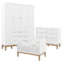 Ver imagem 1 de Quarto de Bebe Unique 4 Portas com Cômoda 6 Gavetas Branco Soft Eco Wood - Matic
