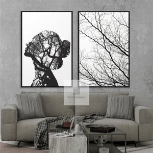 Quadro Decorativo Abstrato Pensamentos em Preto e Branco
