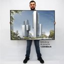 Ver imagem 2 de Quadro Decorativo Caixa Alta com Vidro Arquitetura Moderna TaColado Moldura Preta 120 x 80cm