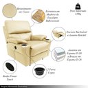 Ver imagem 3 de Poltrona do Papai Sala de Cinema Reclinável Mia Power Elétrico Base Fixa Couro Creme G40 - Gran Belo