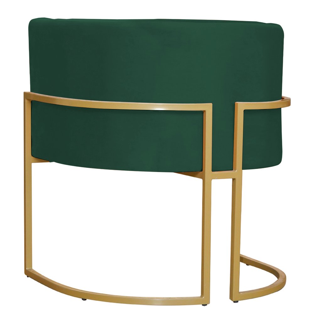 Kit 2 Poltronas Decorativa Sala de Estar Luana Base Gold Veludo Verde - Montanaris Decor - 7