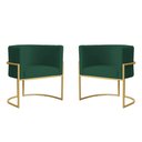 Ver imagem 1 de Kit 2 Poltronas Decorativa Sala Estar Recepção Escritório Luana Base Gold Veludo Verde - Montanaris