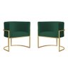 Kit 2 Poltronas Decorativa Sala Estar Recepção Escritório Luana Base Gold Veludo Verde - Montanaris - 1