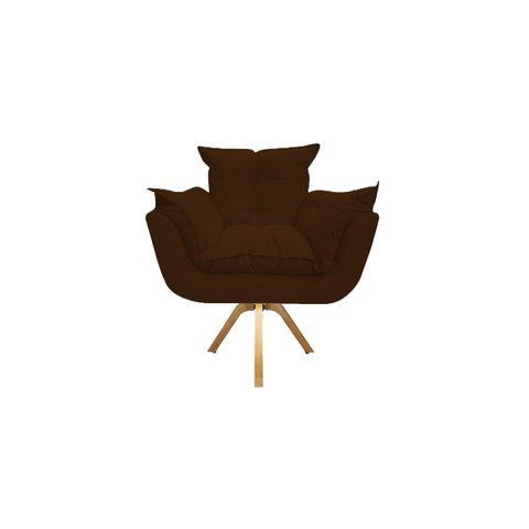 Poltrona Decorativa Opala Base Giratória Suede Marrom Ms Decor