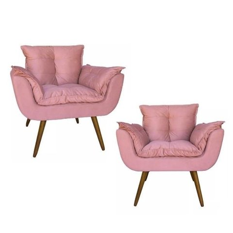 Poltrona Kit com 2 Opala com Rosa - Beatriz Decor