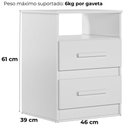Ver imagem 3 de Mesa de Cabeceira Apolo 2 Gavetas 46 Cm Branco Flex Moval Branco Flex
