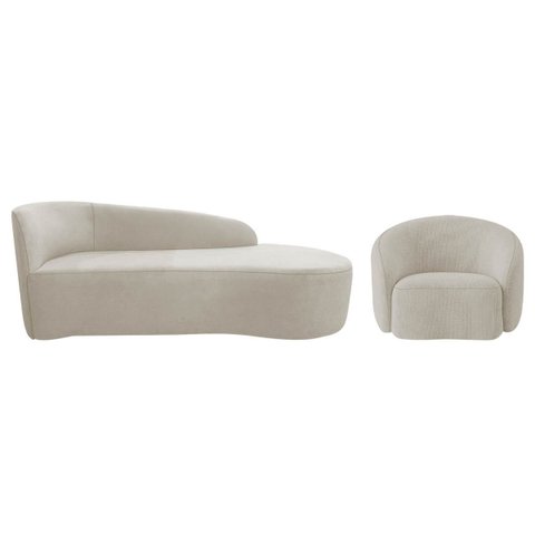 Kit Divã Recamier Orgânico França 160cm Lado Direito e Poltrona Amore Linho