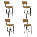 Ver imagem 1 de Kit 4 Banquetas Olívia - Alta para Bar e Cozinha Preta com Assento Confortável cor Caramelo Encosto 