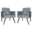 Ver imagem 1 de Kit 2 Poltronas Nina com Rodapé Pés Madeira Triangulo Azul