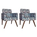 Ver imagem 2 de Kit 2 Poltronas Nina com Rodapé Pés Madeira Triangulo Azul