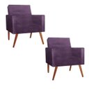 Ver imagem 1 de Kit 2 Poltronas Nina com Rodapé Pés Madeira Roxo - Beatriz Decor