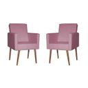 Ver imagem 1 de Kit 2 Poltronas Nina com Rodapé Pés Madeira Rosa - Beatriz Decor