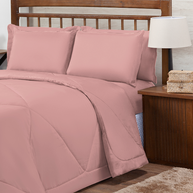 Ver imagem 2 de Kit Edredom Casal Queen 3 Peças Margarida Cama Box:rose